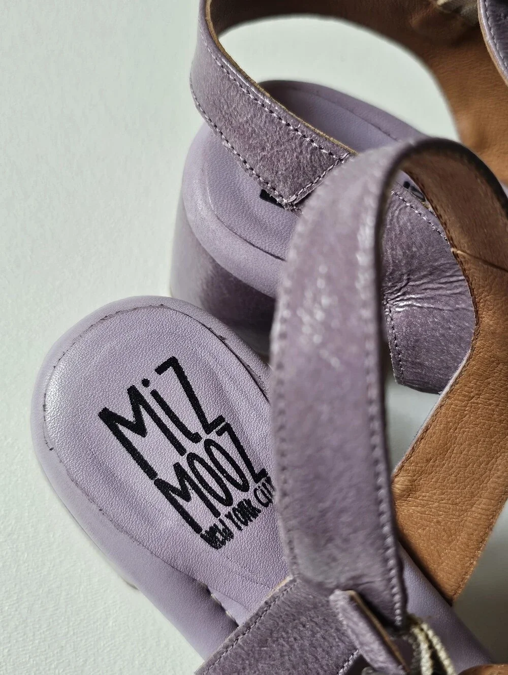 Miz Mooz Oakley Leather Block Heel Sandals Lavender Lilac EU 42 US 11 Portugal